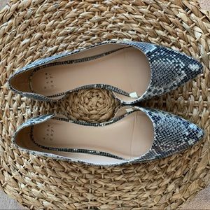 a. new day Faux Snakeskin Pointed Toe Dress Flats